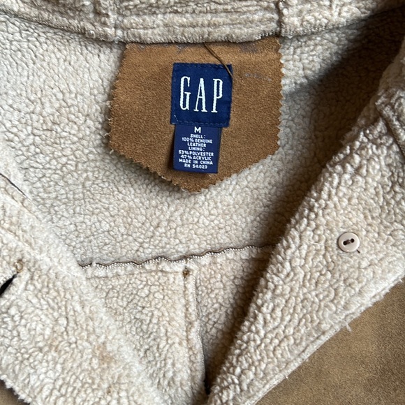 Y2K - Gap - Suede & Shearling Winter Hooded Coat- Women’s M - Picture 5 of 6